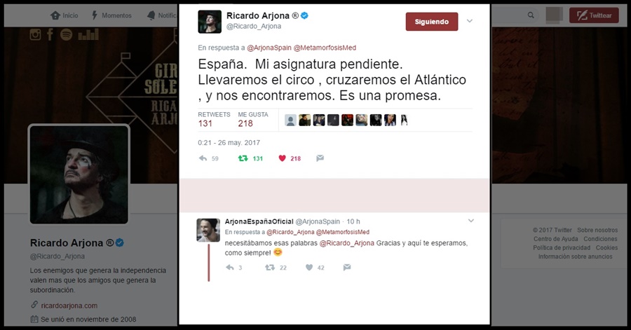 Ricardo Arjona promete llevar #CircoSoledad a Europa